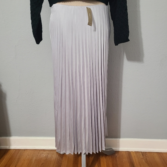 J. Crew Midi Marcia Pleated Silver Skirt NWT Size Med - Picture 5 of 12